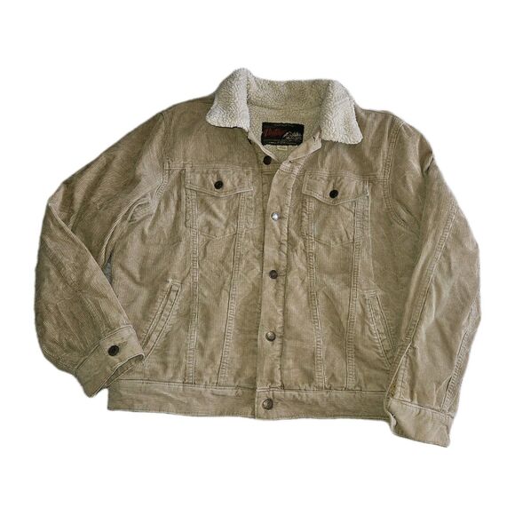 Old Navy Vintage Corduroy Sherpa Lined Jacket Tan Brown Jacket Y2K Trucker Med - Picture 3 of 12